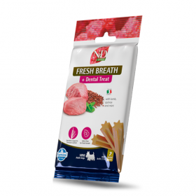 N&D Dog Dental Treat Fresh Breath Adult Mini - дентални лакомства за кучета от дребни породи с киноа, агнешко и мента 60 гр